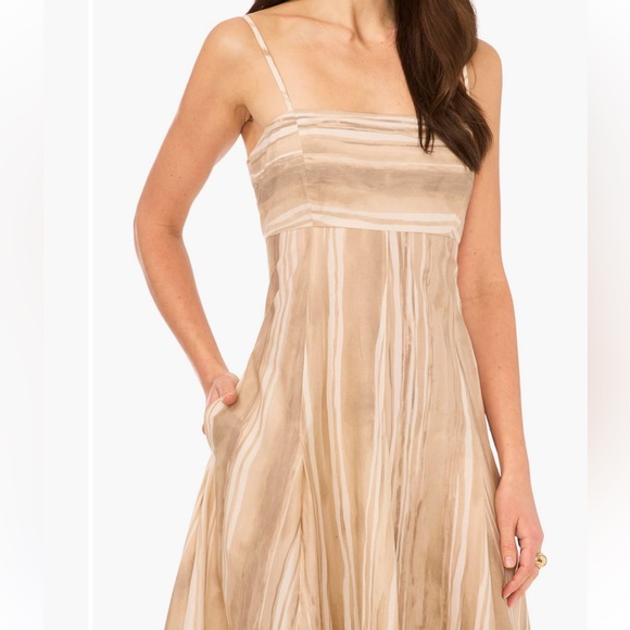 CeCe Dresses & Skirts - NWT CeCe Beige Striped Maxi Dress size XS